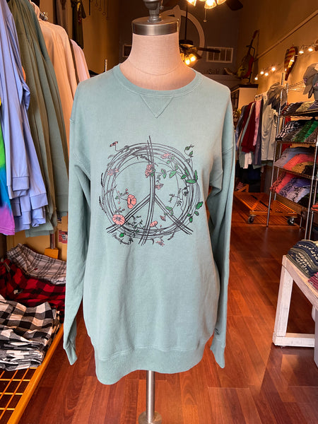 Floral Peace Sign - Crewneck Sweatshirt