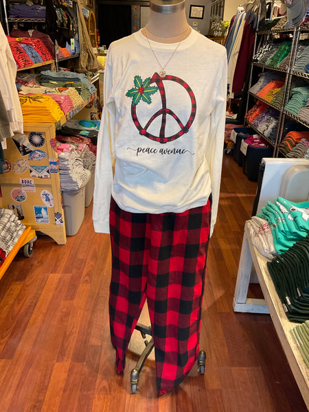 Adult- Buffalo Plaid Peace Sign