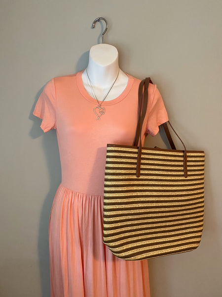 Straw Stripped Tote
