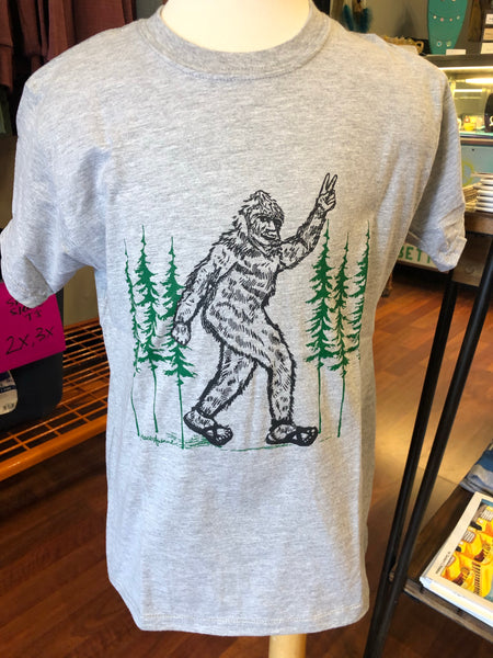 Youth Bigfoot giving Peace Sign